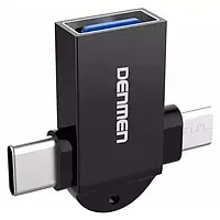 Перехідник OTG DENMEN DU12 2in1 TYPE-C + MICRO to USB 3.0