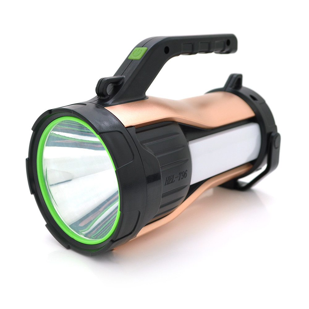 Ліхтар пошуковий Haoerliang HEL-T96, 1LED+COB T6, 10 W, 3+2+2 режими, 20000mah, Black/Gold, IP40, USB