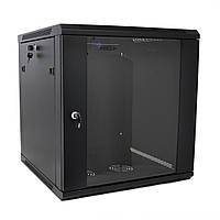 Шафа Merlion 18U, 600*450*897mm (Ш*Г*В) загартована скло, чорний, сталь 1,2 мм із замком (в розібраному