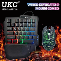 Игровой комплект для кеймера клавиатура и мышка с подсветкой, Набор 2 в 1 UKC для геймера Черный