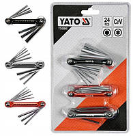 Три Комплекти Шестигранних Ключів HEX(mm), TORX, HEX(in) - 24 шт YATO (YT-05640)
