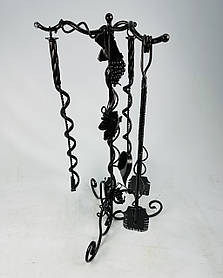 Камінний набір кований 4 предмети: совок, кочерга, щипці, стійка.