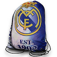 Рюкзак-мішок на шнурках, Реал Мадрид, 33х41см, кольоровий принт, для взуття, речей чи м'яча