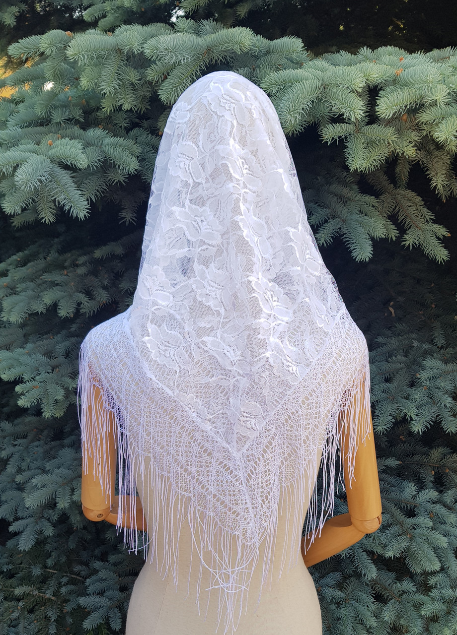 Хустка жіноча тонка ажурна гіпюрова Свято біла, фото 1