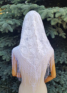 Хустка жіноча тонка ажурна гіпюрова Свято біла