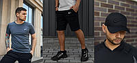 Комплект Nike футболка графіт + шорти + кепка Nike чорна (чорне лого)