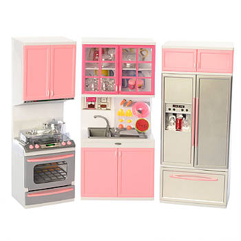 Набір меблів для ляльки з плитою та холодильником Limo Toy QF26210P Іграшкова Кухня зі світлом та посудом