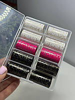 Набір фольги в контейнер (10шт) для дизайну нігтів мармур