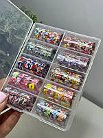 Набір фольги  для дизайну нігтів в контейнер (10шт) бантики