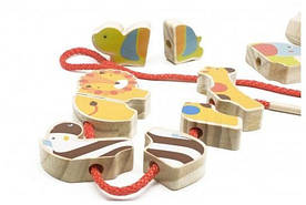 Дерев'яна іграшка Намисто Сафарі (5 деталей) для дітей від 1 року ТМ Lucy&Leo LL135