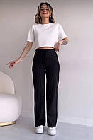 Жіночі класичні штани на ґудзику в смужку (чорний, сірий); розмір: 42-44, 46-48