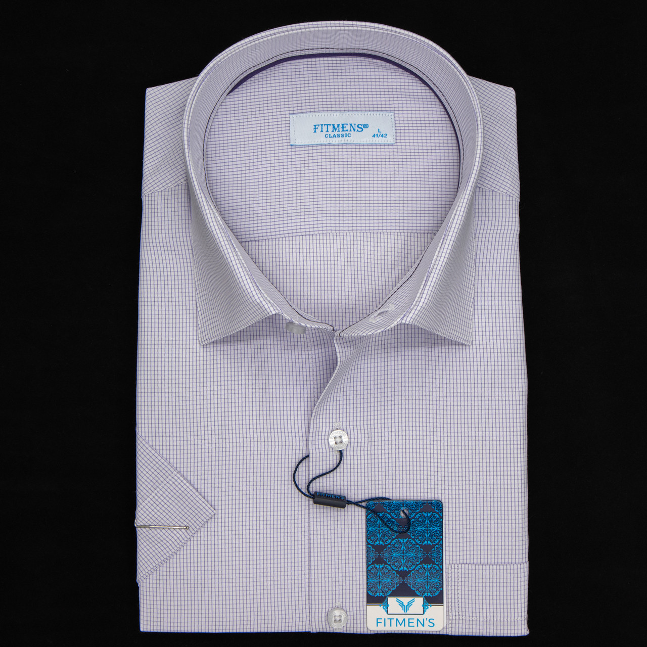 Сорочка чоловіча, прямого покрою, з коротким рукавом, FITMENS FS-002690 MOR 90% бавовна 10% поліестер M(Р)