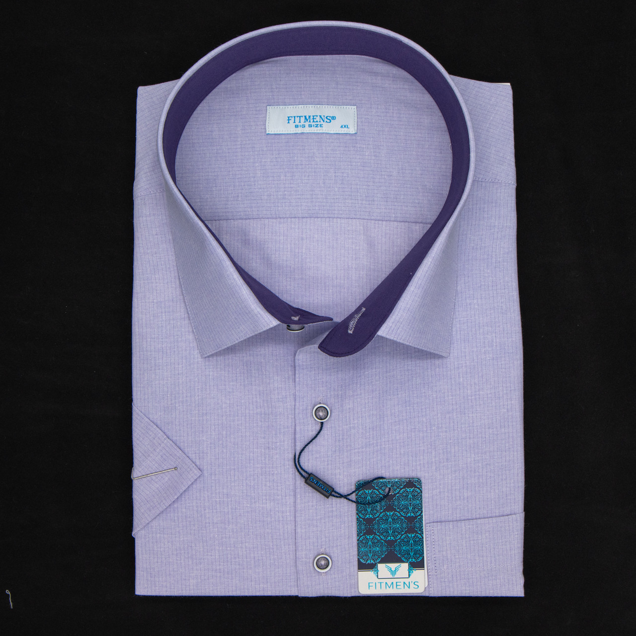 Сорочка чоловіча, прямого покрою, з коротким рукавом, FITMENS FS-001226 LILA 90% бавовна 10% поліестер 3XL(Р)
