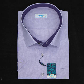 Сорочка чоловіча, прямого покрою, з коротким рукавом, FITMENS FS-001226 LILA 90% бавовна 10% поліестер 4XL(Р)