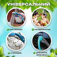 Душ портативний автономний для кемпінгу та дачі, на акумуляторі та з відром на 20 л 2 насадки, фото 4