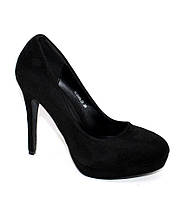 Жіночі чорні замшеві туфлі на шпильці чорний brand shop