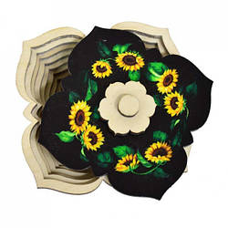 Цукорниця САХ "Жостовський розпис: Соняшники на чорному тлі"