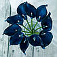 Калла на ніжці штучна темно-синя, 10 шт. Калла штучна 21 см, Калла на ніжці для декору, фото 2