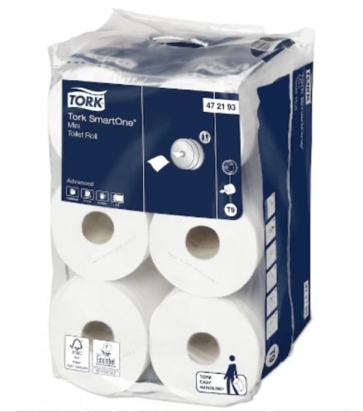 Tork SmartOne туалетний папір у міні-рулонах (T9), 2 шари, біла, 620 арк. арт 472193 (мін.замовлення в категорії TORK від 1000грн)