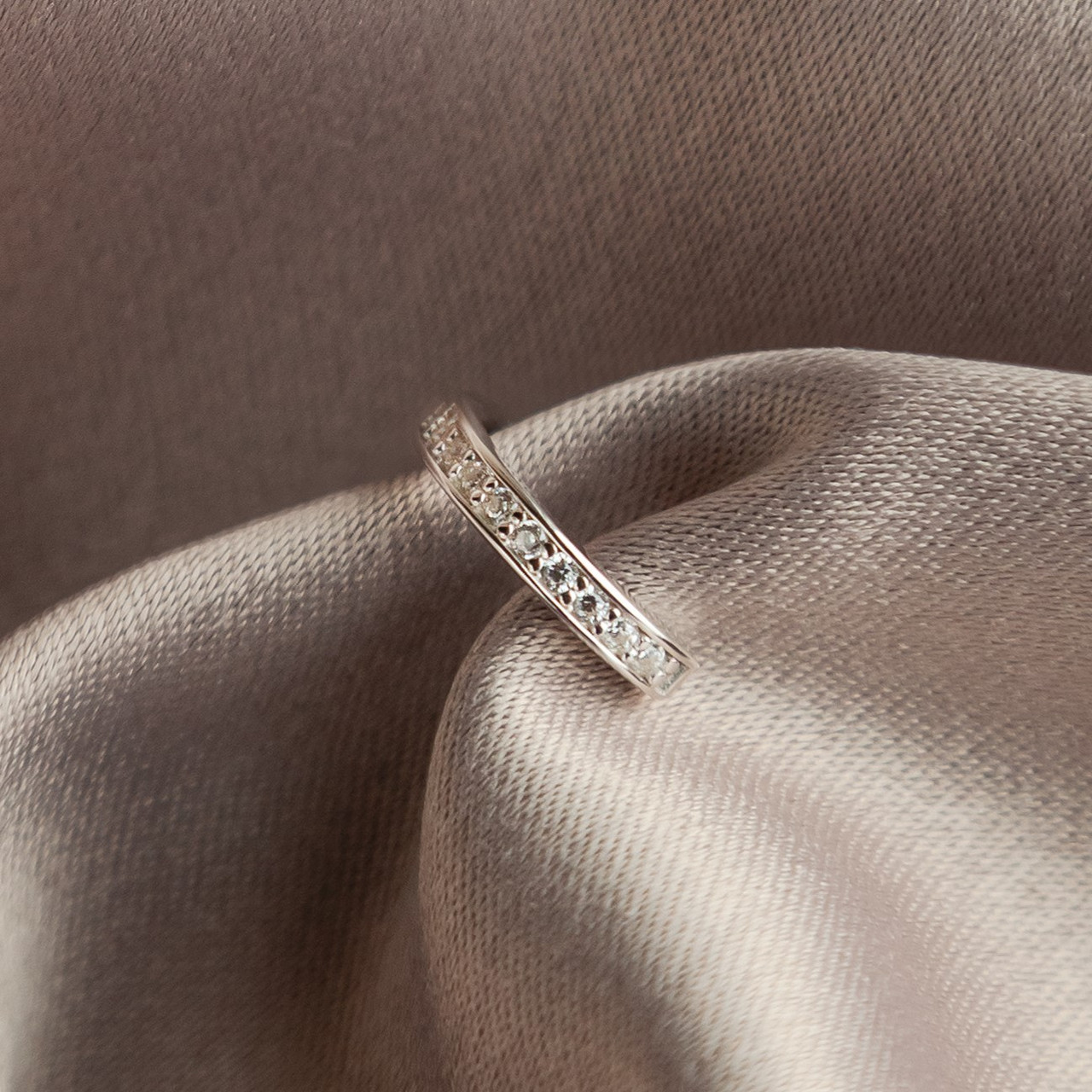 Сережка срібна каф одиничний на вушко  з маленькими білими фіанітами, фото 1