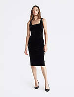 Бархатное платье миди Calvin Klein с квадратным вырезом оригинал