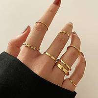 Набор женских колец, в цвете золото , бижутерия, перстень / FS-1757