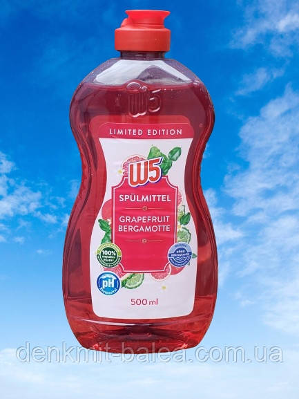 Гель для миття посуду з ароматом грейпфрута та Бергамота W5 Grapefruit & Bergamotte Spulmittel 500 мл
