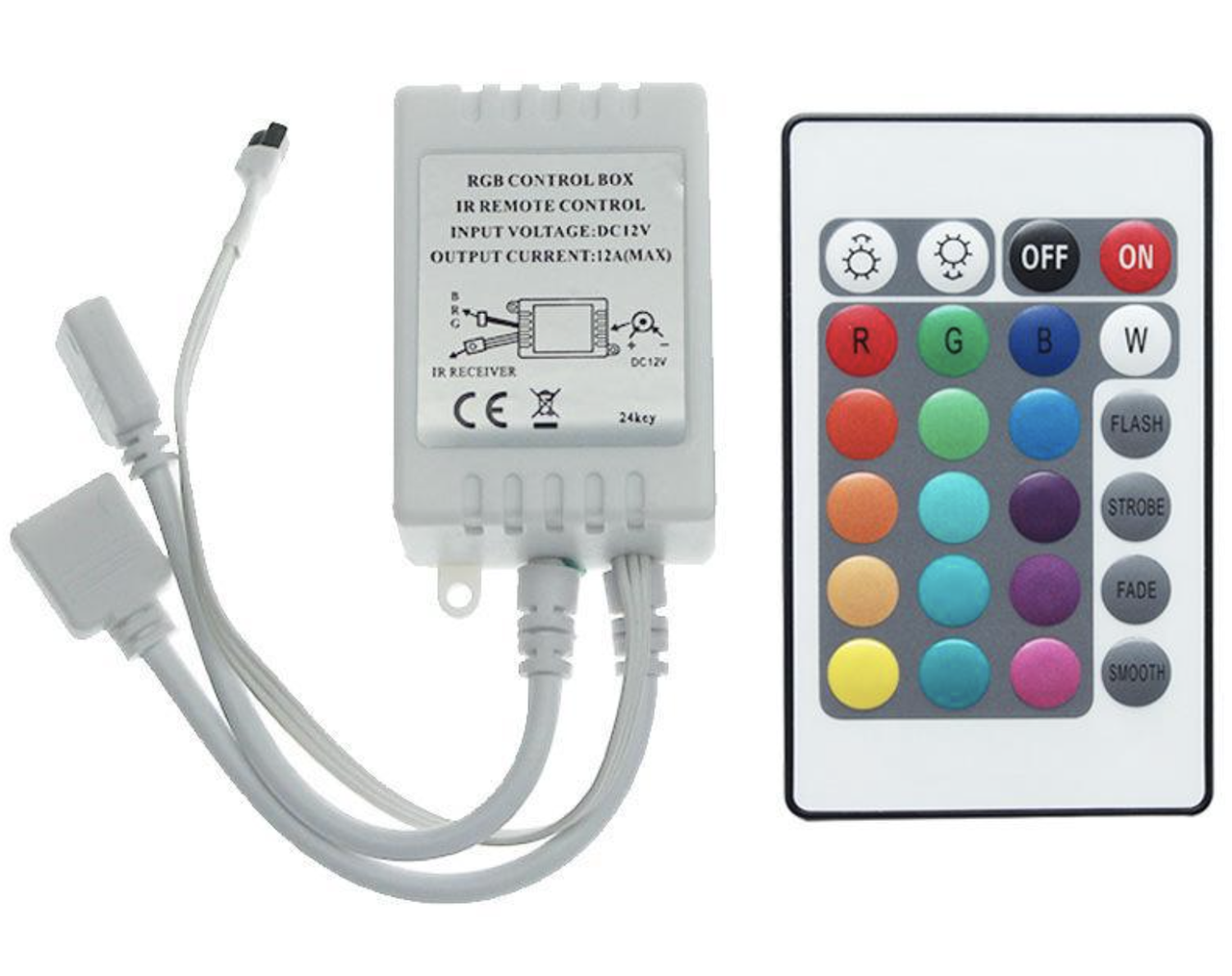 Контролер RGB для LED-стрічки, контролер для світлодіодної стрічки, димер, 12А (2х6А) 144Вт, 24 кнопки 12В