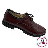 Жіночі туфлі брогі з натуральної шкіри бордового кольору “Style Shoes”, фото 3