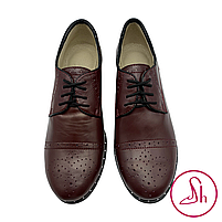 Жіночі туфлі брогі з натуральної шкіри бордового кольору “Style Shoes”, фото 2