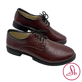 Жіночі туфлі брогі з натуральної шкіри бордового кольору  “Style Shoes”