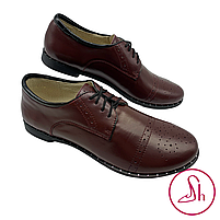 Жіночі туфлі брогі з натуральної шкіри бордового кольору “Style Shoes”, фото 7