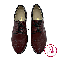 Жіночі туфлі брогі з натуральної шкіри бордового кольору “Style Shoes”, фото 8