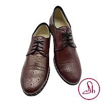 Жіночі туфлі брогі з натуральної шкіри бордового кольору “Style Shoes”, фото 9