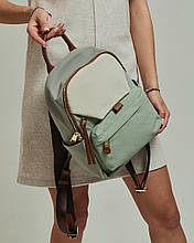 Рюкзак жіночий 24602 сірий із м'ятою шкіра плащівка