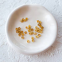 Міні крабики піраміда 3 мм металеві Золото 10 шт