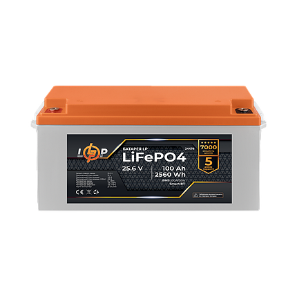 Акумулятор LP LiFePO4 25,6V - 100 Ah (2560Wh) (BMS 100A/50А) пластик Smart BT, фото 1