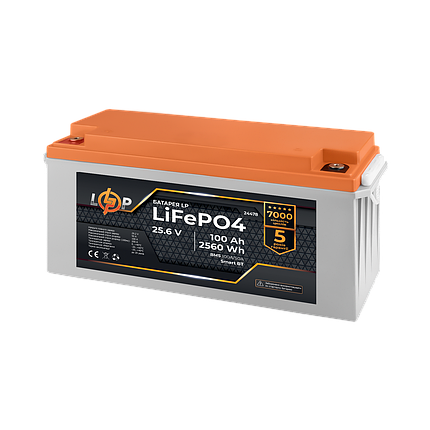 Акумулятор LP LiFePO4 25,6V - 100 Ah (2560Wh) (BMS 100A/50А) пластик Smart BT, фото 3