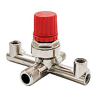 Контрольно-розподільний блок компресора (редуктор із регулятором тиску) зовнішня різь 1/4 і 1/2,