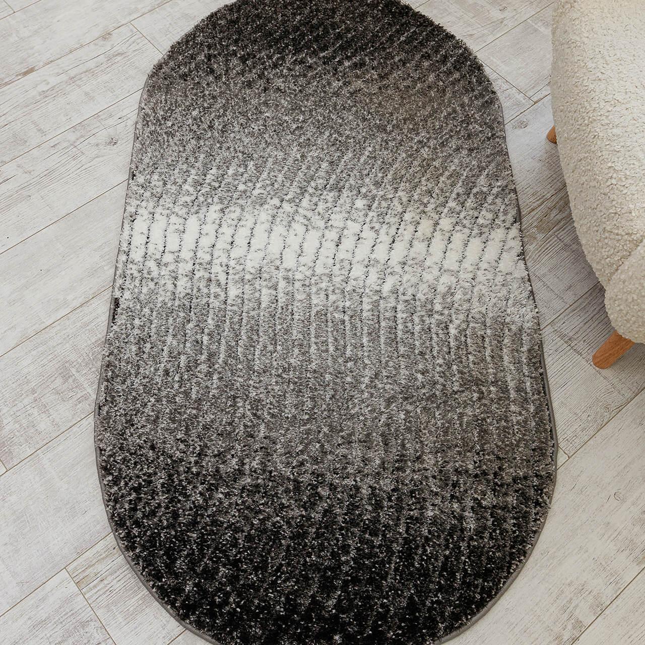 Килимок LUNA 2453A 0,8Х1,5 Чорний із сірим овалом, фото 1