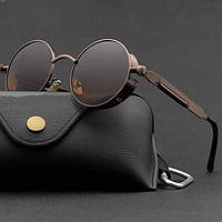 Металлические солнцезащитные очки в стиле стимпанк для мужчин и женщин, модные круглые очки, брендовые