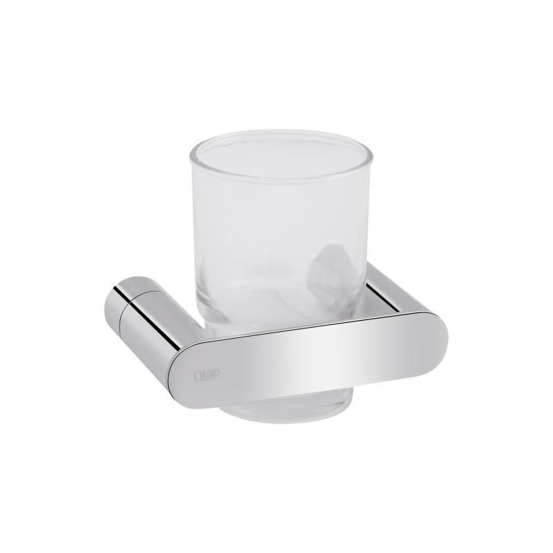 Органайзер для зубних щіток Стакан скляний для зубних щіток і пасти Qtap хром 94х110х74, фото 1