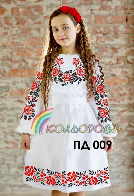 Плаття дитяче з рукавами (5-10 років) ПД-009. Заготовка під вишивку, фото 1