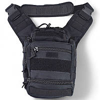Тактическая сумка черная через плечо военная большая нагрудная сумка ВСУ сумка универсальная армейская