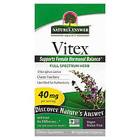 Витекс, 40 мг, Vitex, Agnus-Castus Chaste Tree Berry, Nature's Answer, 90 вегетарианских капсул