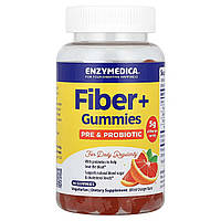 Клітковина +, з пребіотиками та пробіотиками, смак червоного апельсину, Fiber +, Enzymedica, 60 жувальних цукерок