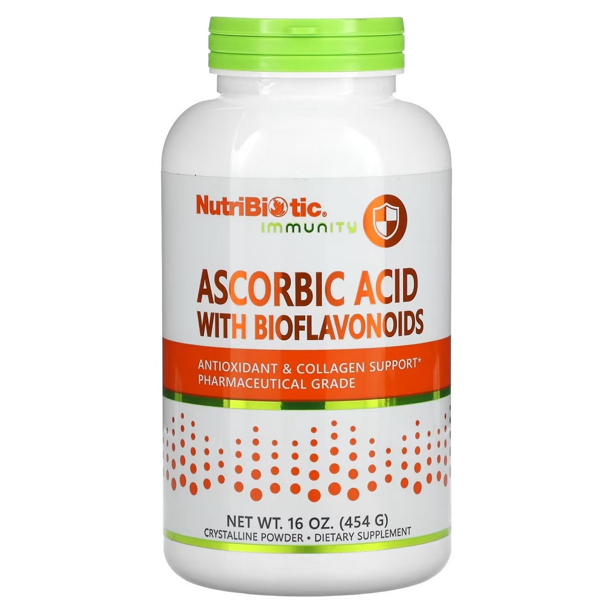 Аскорбінова кислота з біофлавоноїдами в порошку, Ascorbic Acid with Bioflavonoids, NutriBiotic, 454 г