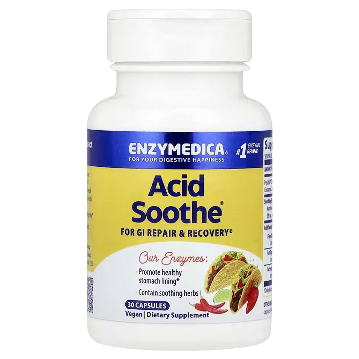 Травні ферменти проти печії, Acid Soothe, Enzymedica, 30 капсул