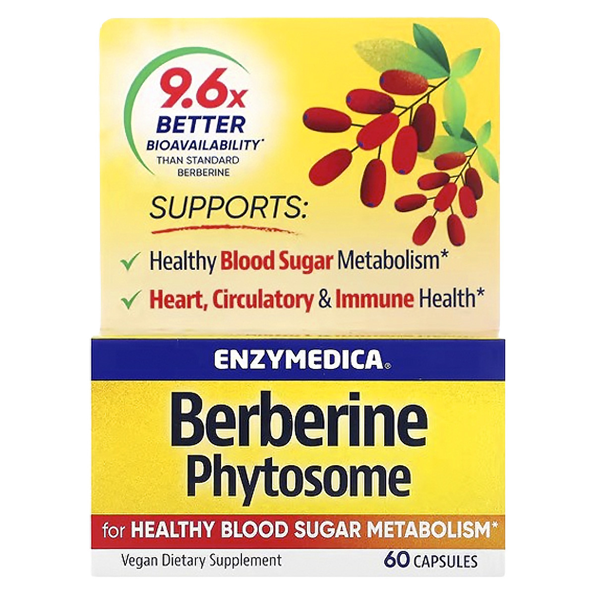 Берберин Фітосоми, Berberine Phytosome, Enzymedica, 60 капсул