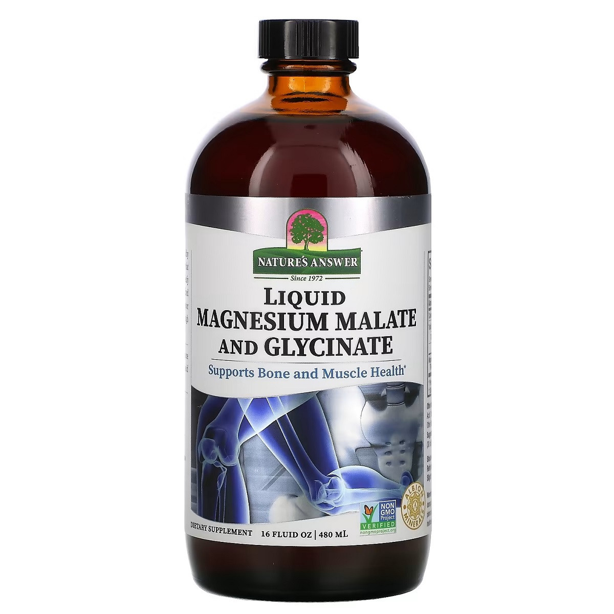 Магній малат і гліцинат, 200 мг, смак мандарина, Liquid Magnesium Malate and Glycinate, Nature's Answer, 480